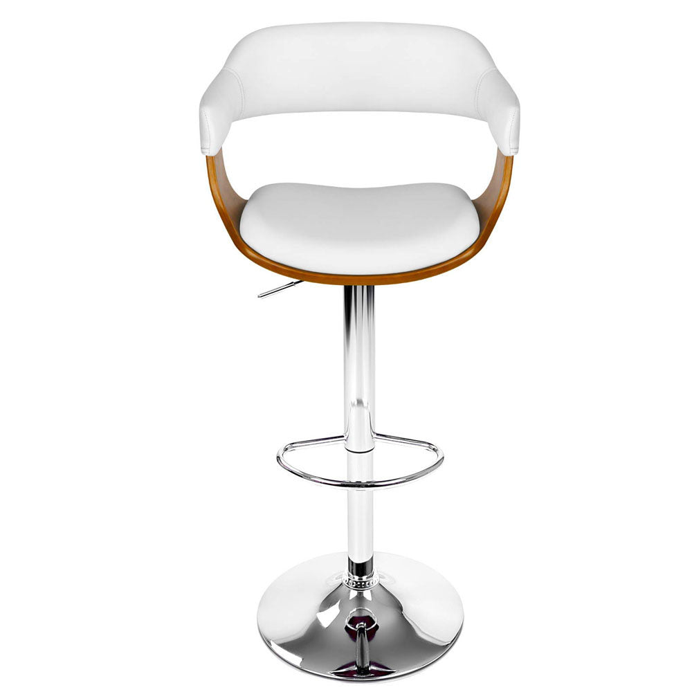 Wooden Bar Stool with White PU Leather