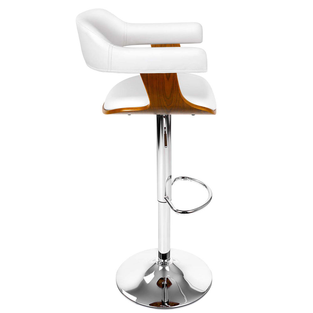 Wooden Bar Stool with White PU Leather