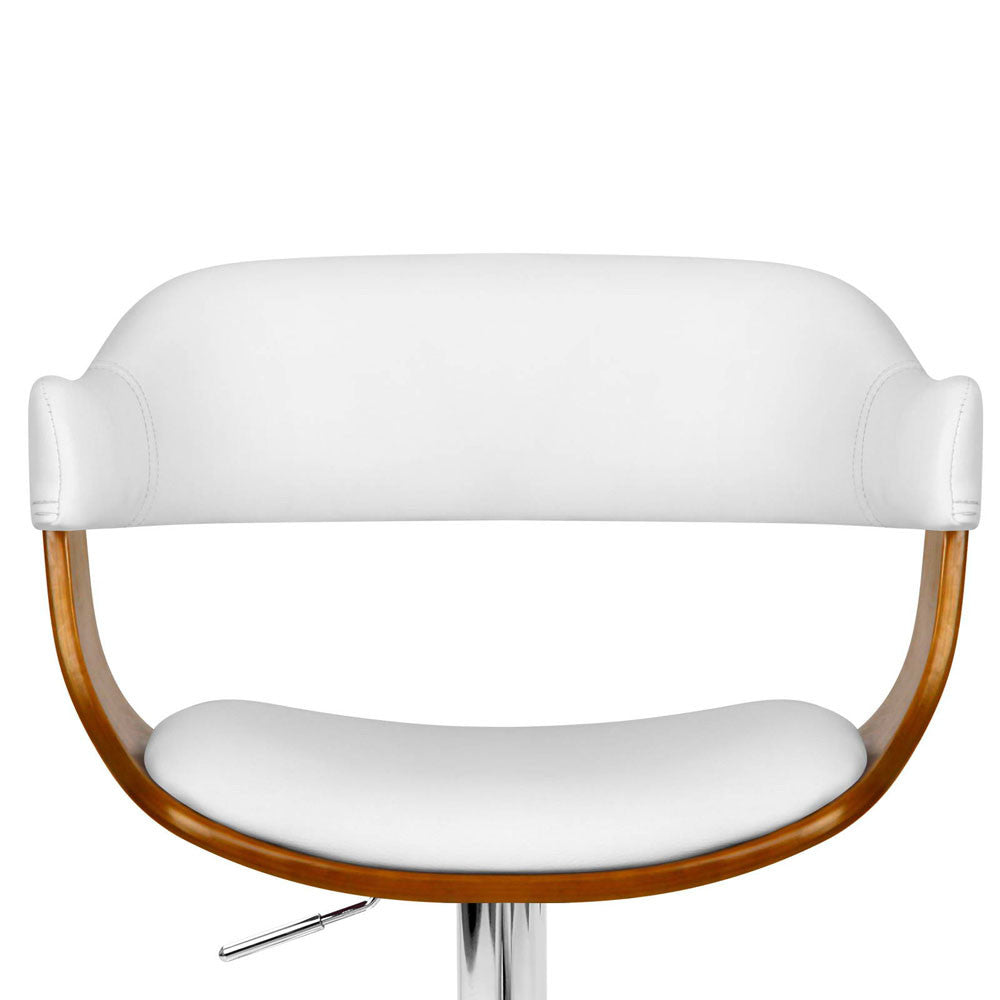 Wooden Bar Stool with White PU Leather