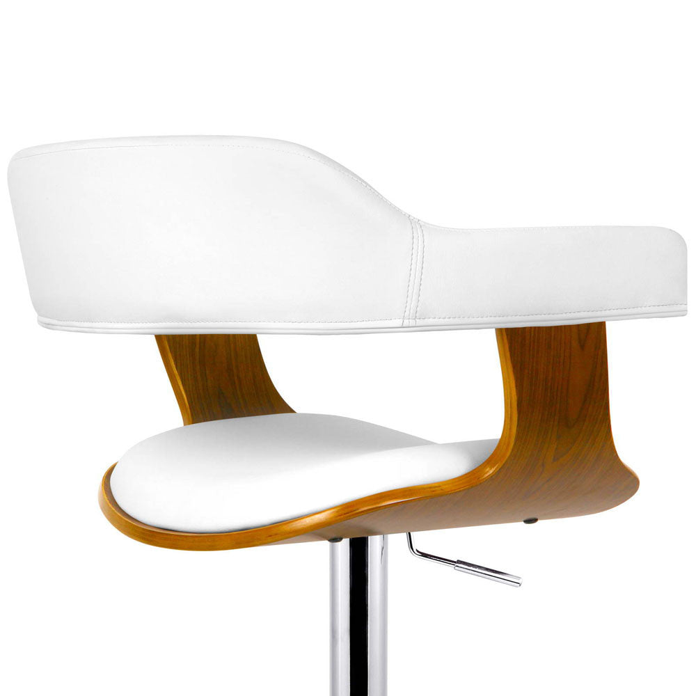 Wooden Bar Stool with White PU Leather