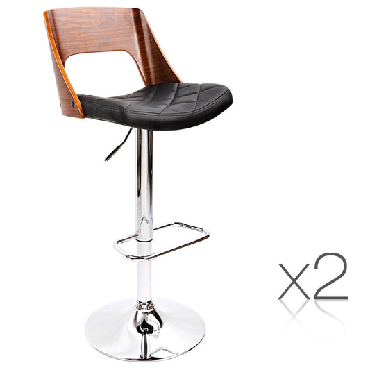 Set of 2 Wooden Bar Stools