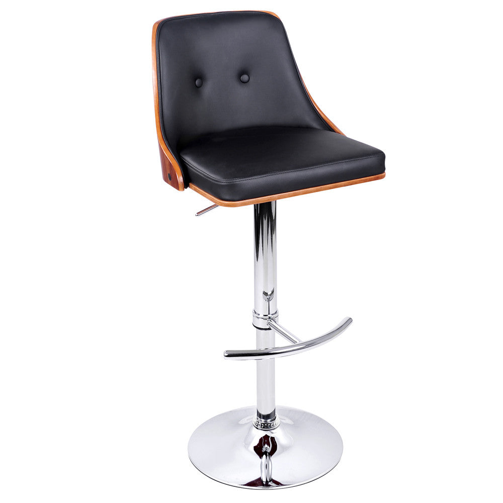 PU Leather Wooden Bar Stool Black 