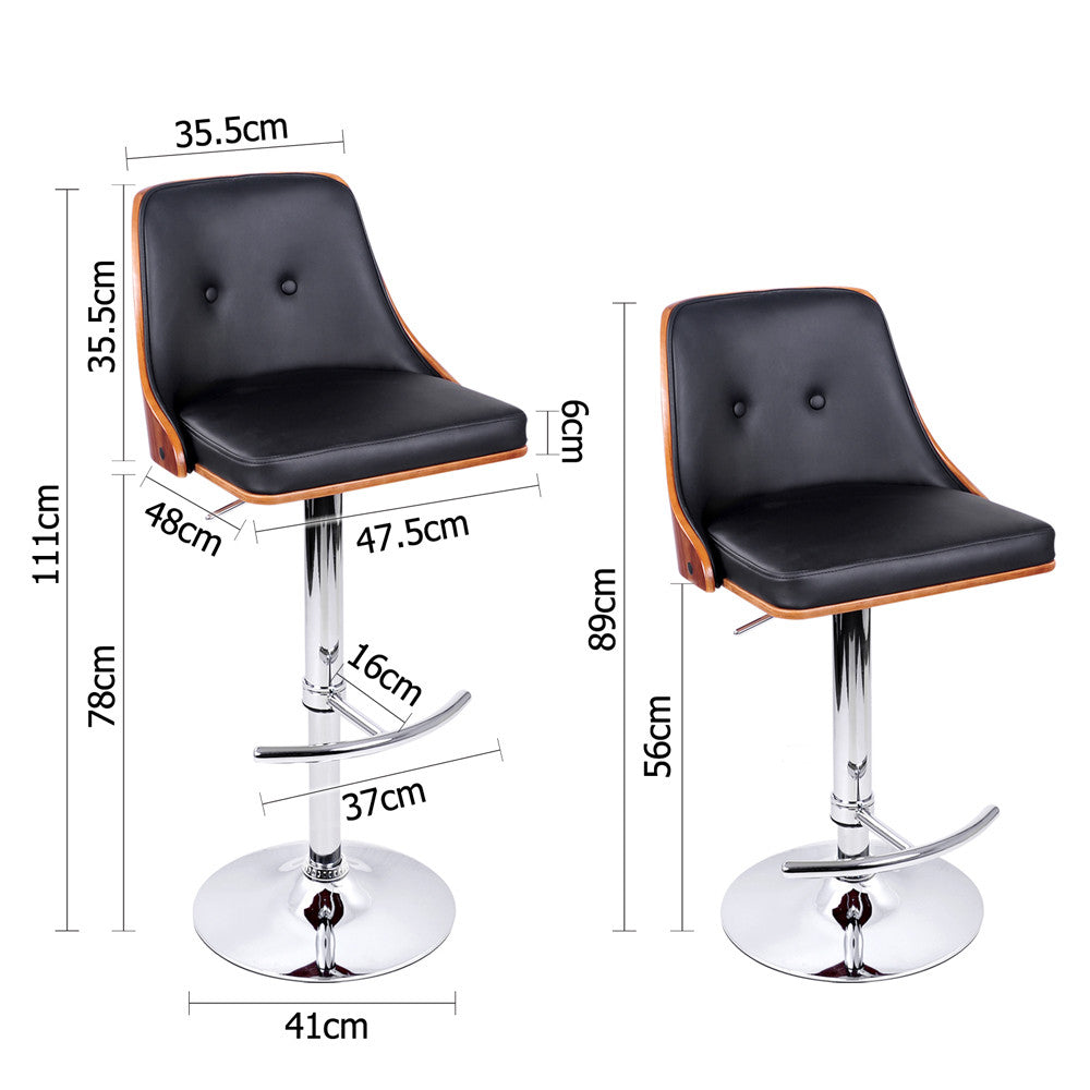 PU Leather Wooden Bar Stool Black