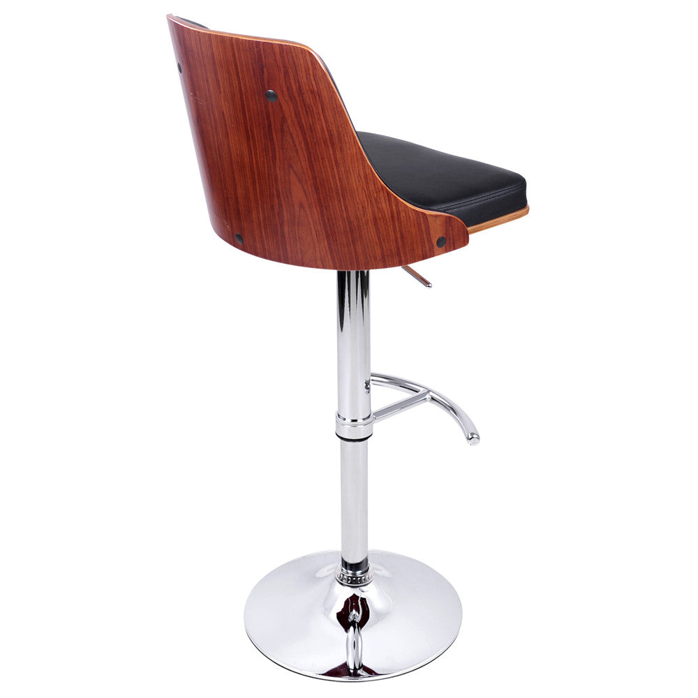 PU Leather Wooden Bar Stool Black