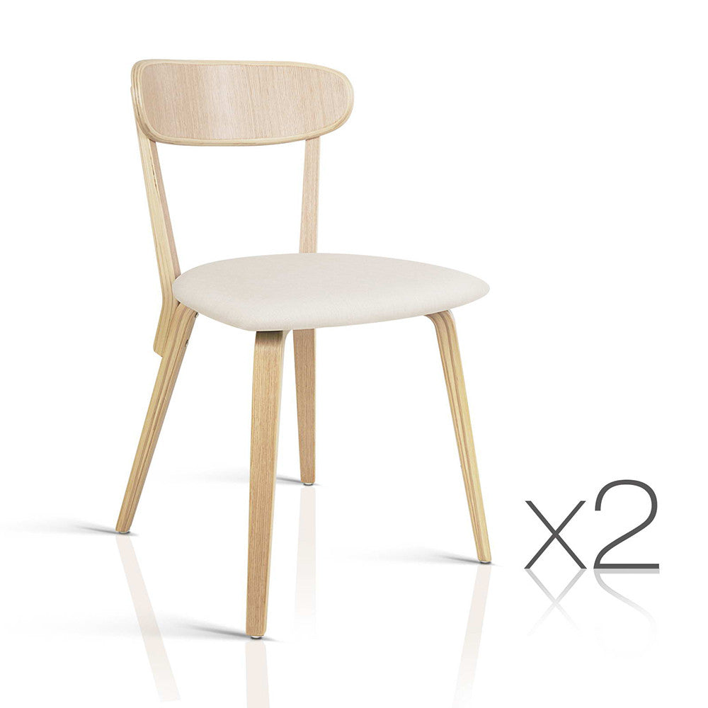 Set of 2 Modern Dining Chairs - Beige