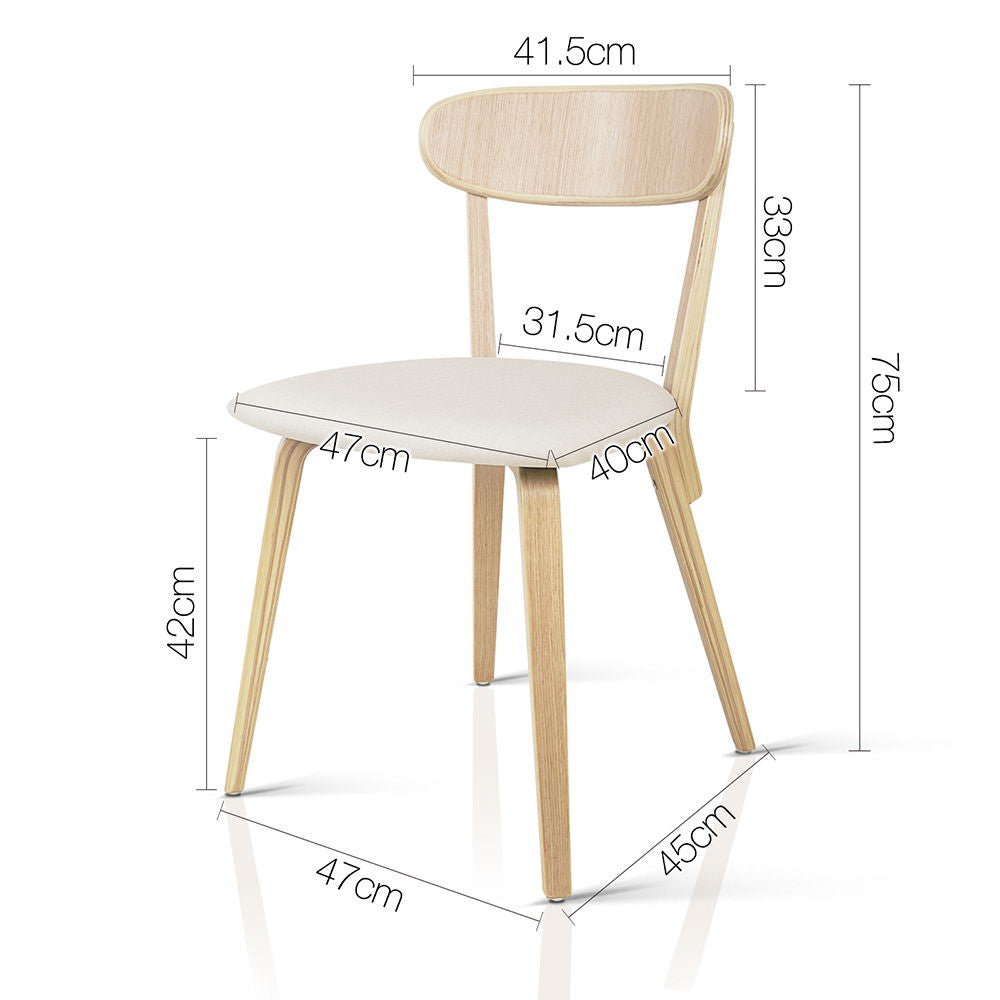 Set of 2 Modern Dining Chairs - Beige