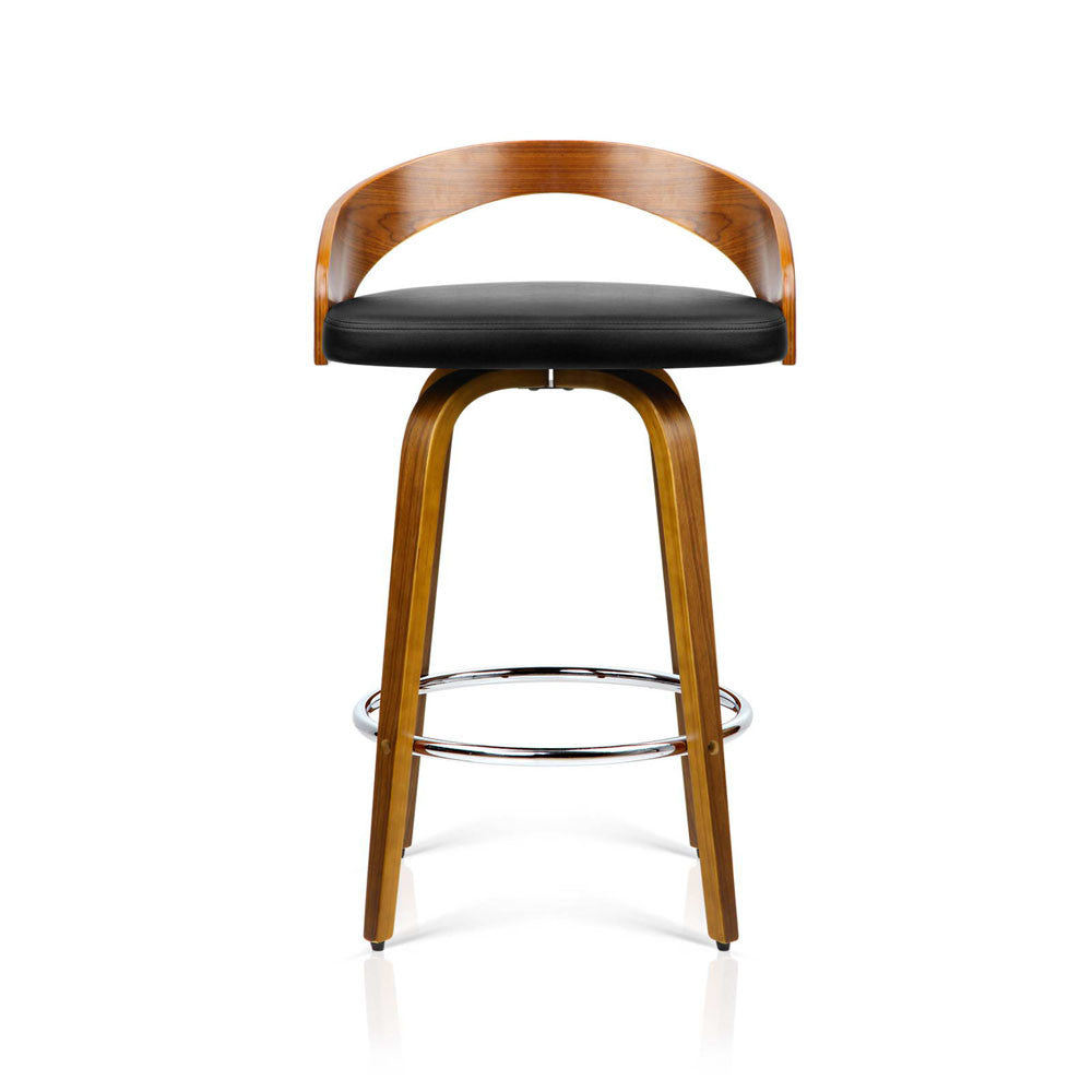 Walnut Wooden Barstool with Chrome Footrest