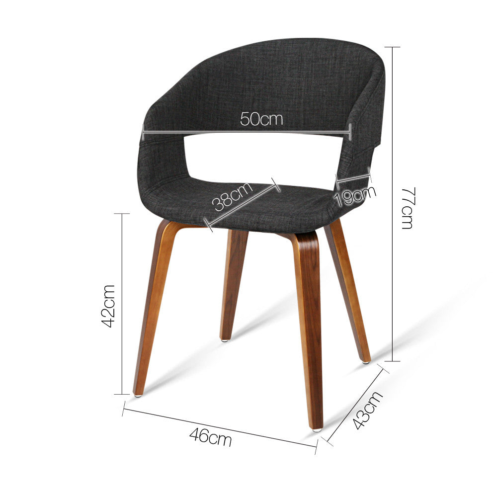 Set of 2 Modern Dining Chairs - Charcoal