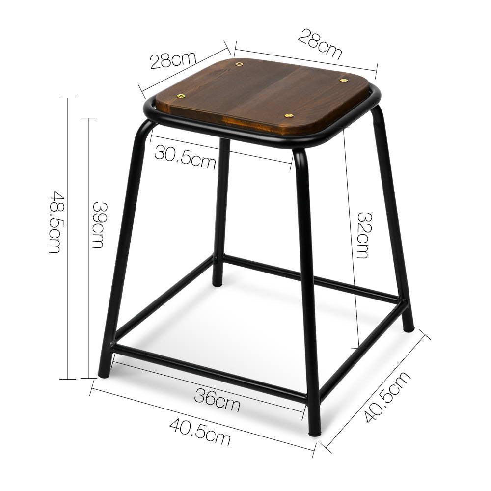 Set of 4 Stackable Wooden Seat Stools – 48.5CM