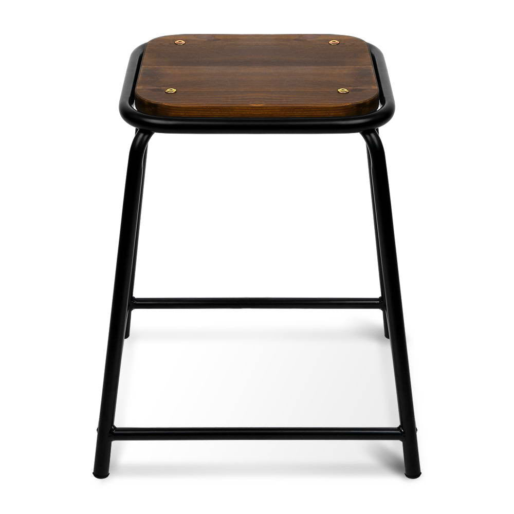 Set of 4 Stackable Wooden Seat Stools – 48.5CM