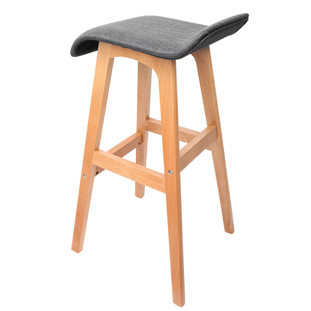 2 x Beech Wood Fabric Bar Stools - Black