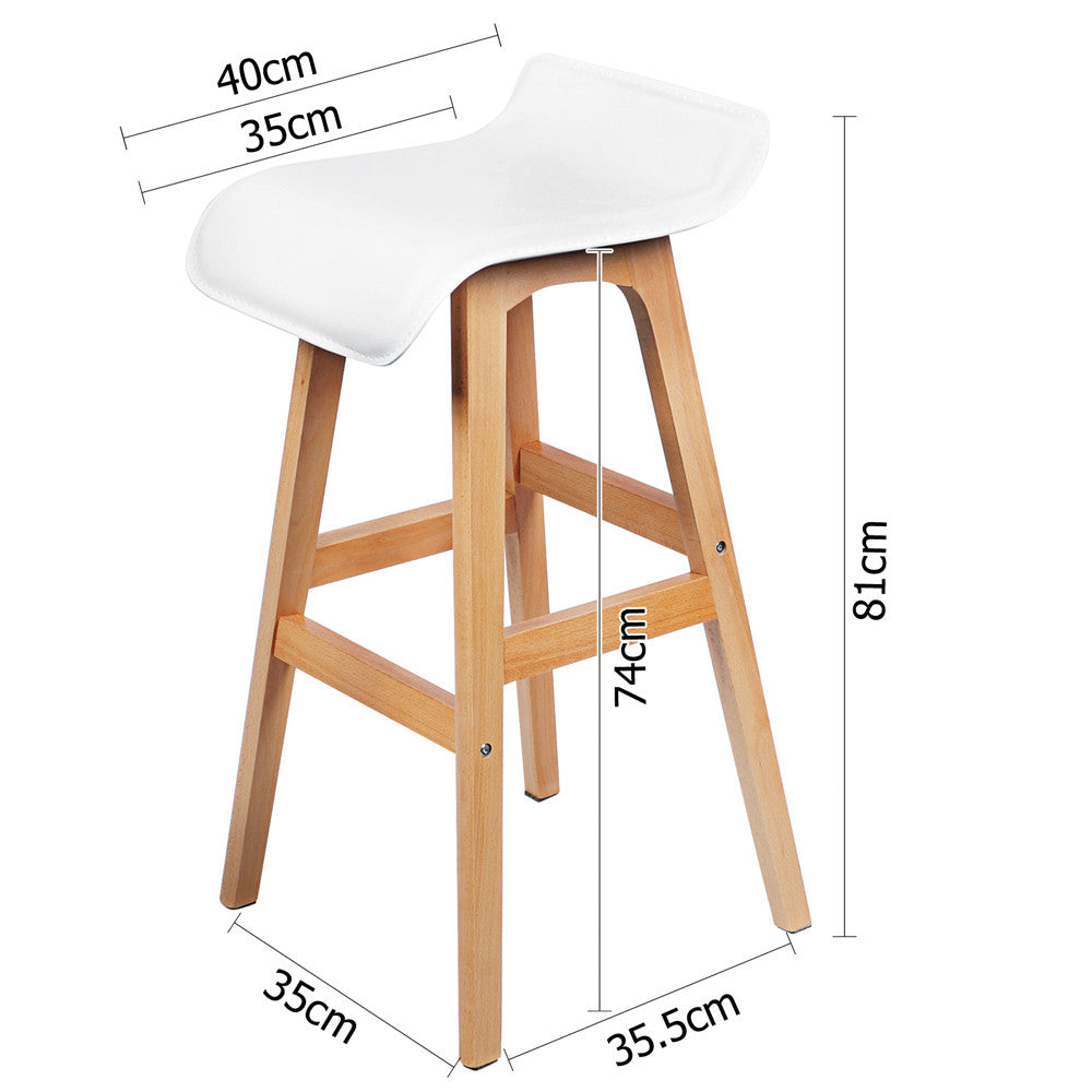 Set of 2 PVC Leather Bar Stool White