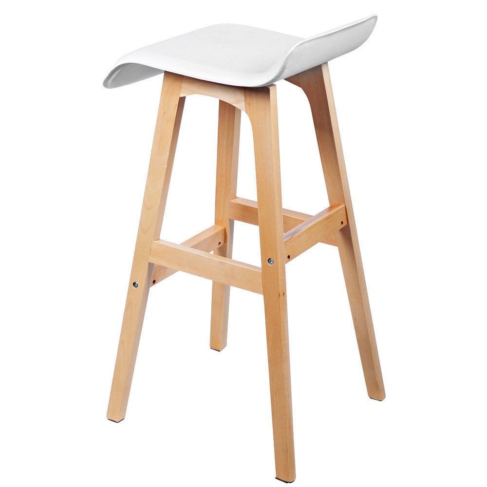 Set of 2 PVC Leather Bar Stool White