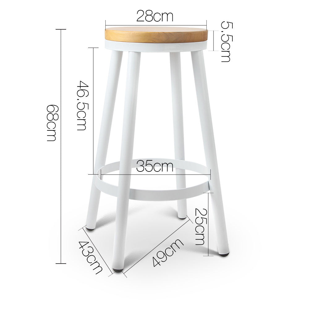 Set of 2 Round White Stackable Bar Stools