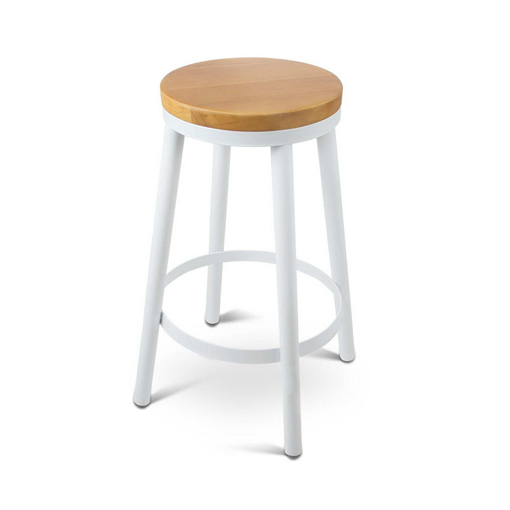 Set of 2 Round White Stackable Bar Stools