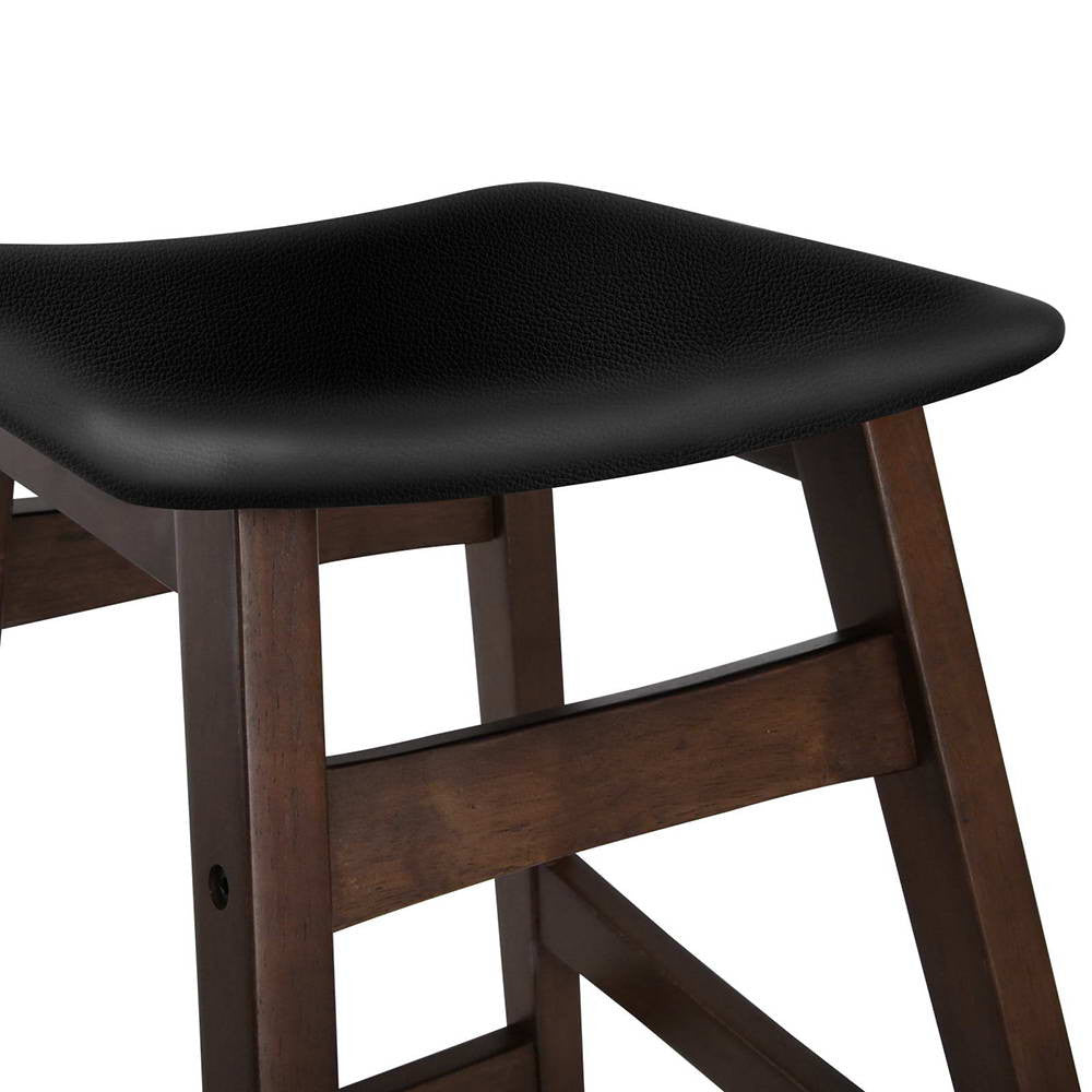 Set of 2 Rubberwood Bar Stools - Black