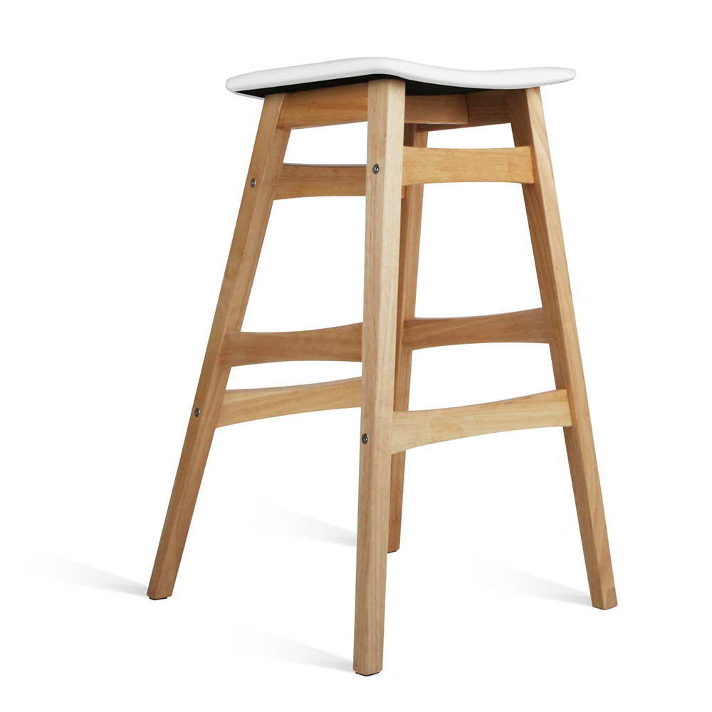 Sert of 2 Rubberwood Bar Stools - White