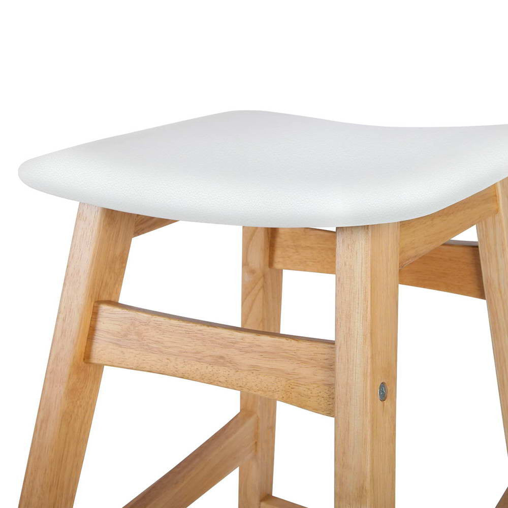 Sert of 2 Rubberwood Bar Stools - White