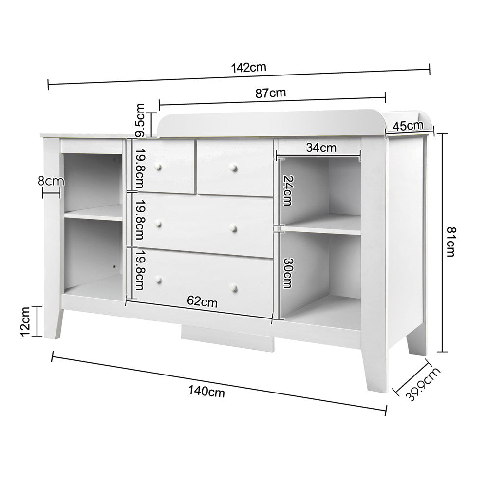 Drawer Baby Chest Change Table Dresser Cabinet White