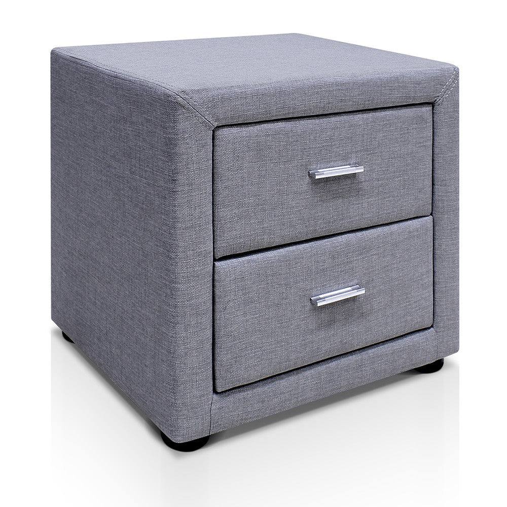 Fabric Bedside Table - Grey