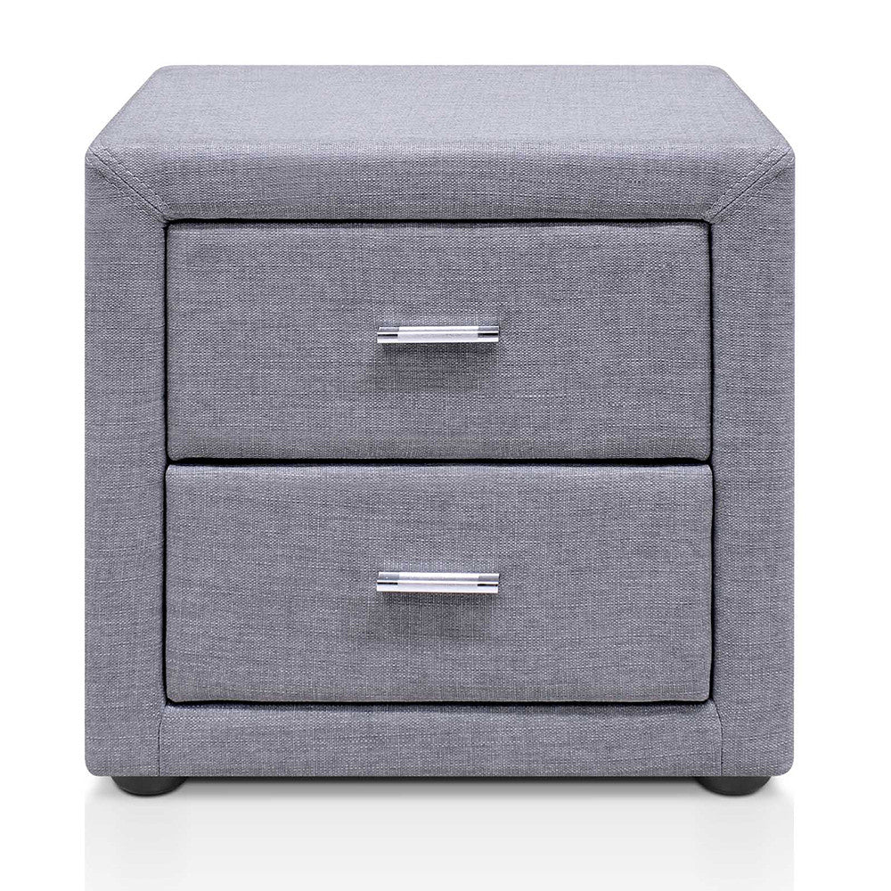 Fabric Bedside Table - Grey