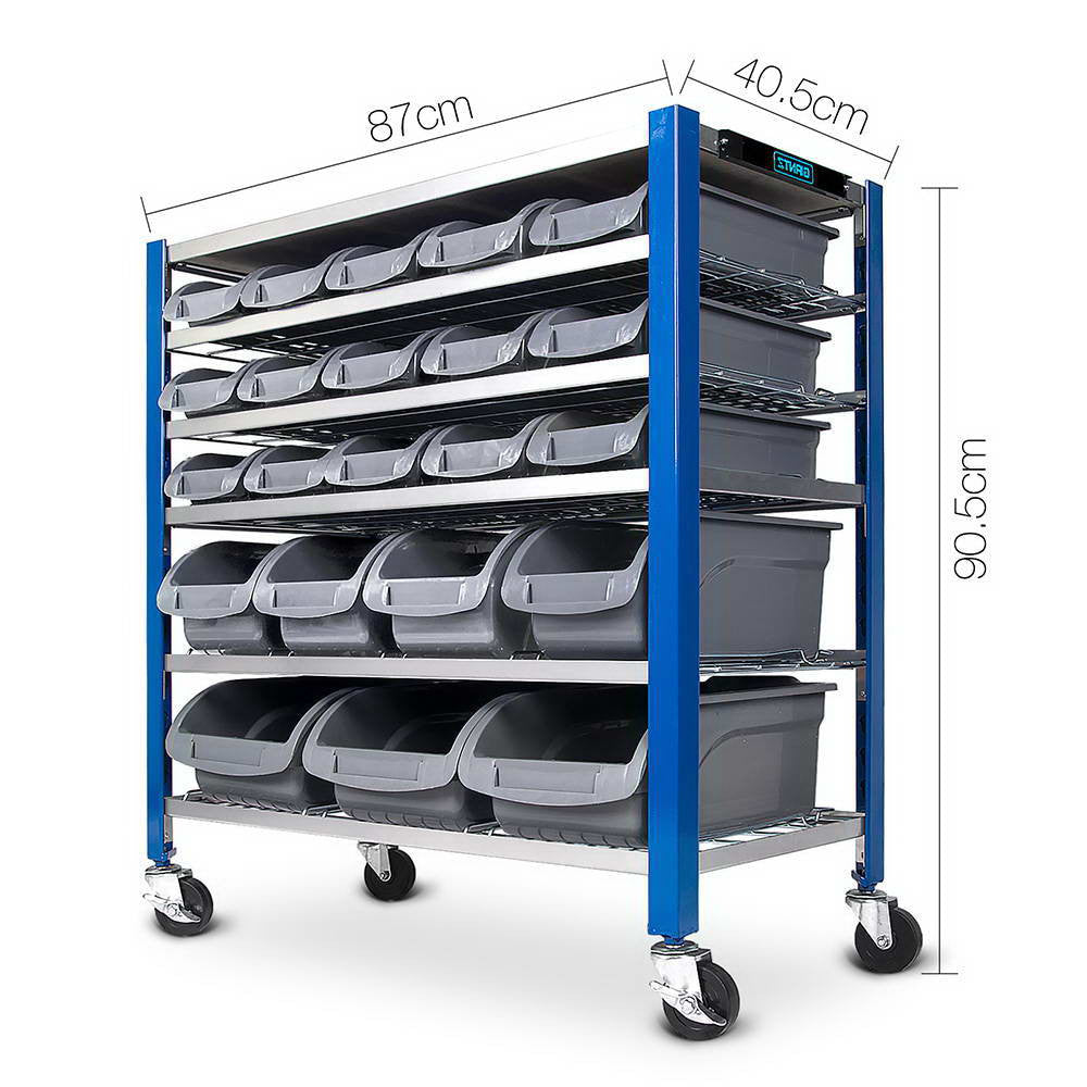 22 Storage Bin Rack With Magnetic Tool Bar