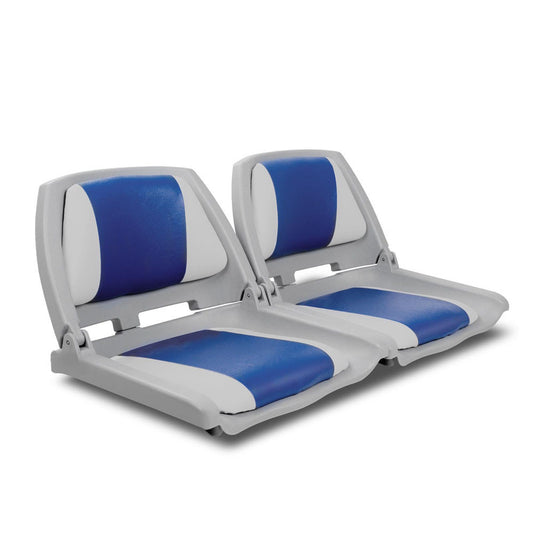 Set of 2 Swivel Folding Marine Boat Seats Grey Blue