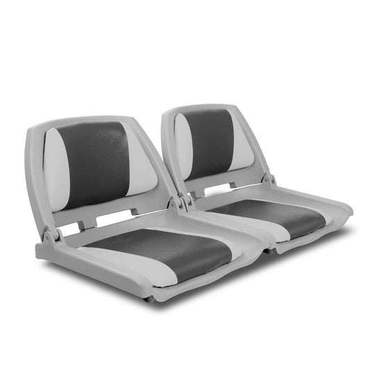 Set of 2 Swivel Folding Marine Boat Seats Grey Charcoal