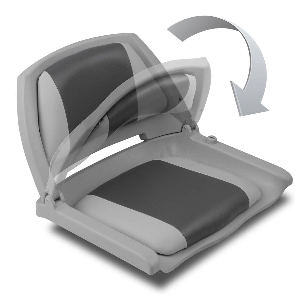 Set of 2 Swivel Folding Marine Boat Seats Grey Charcoal