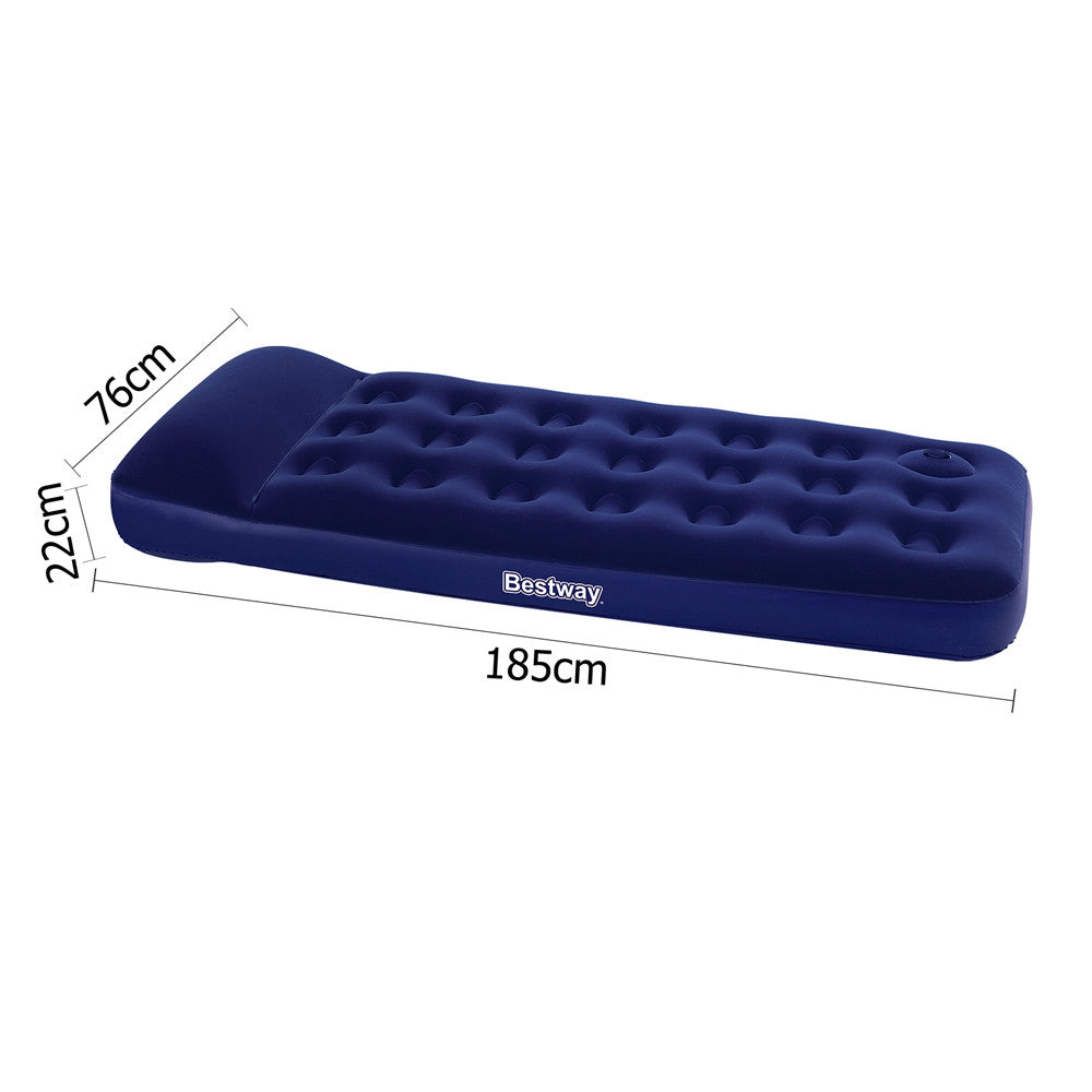 Bestway Single Inflatable Air Mattress Bed w/ Built-in Foot Pump Blue