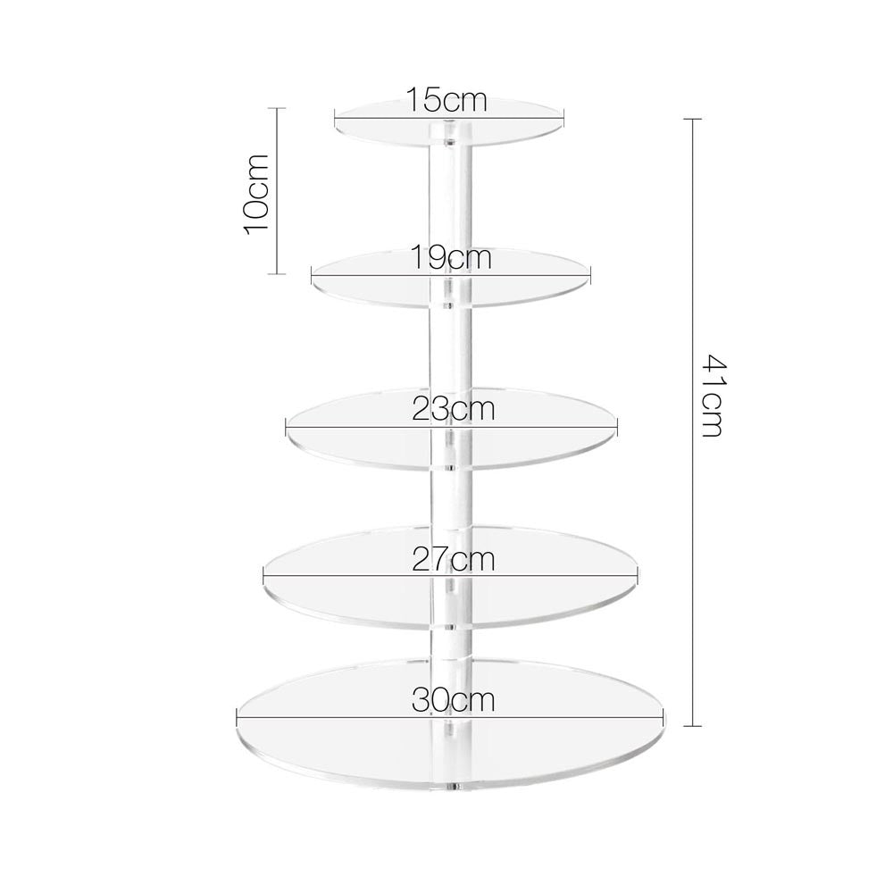 5 Tier Clear Acrylic Cake Stand 41CM