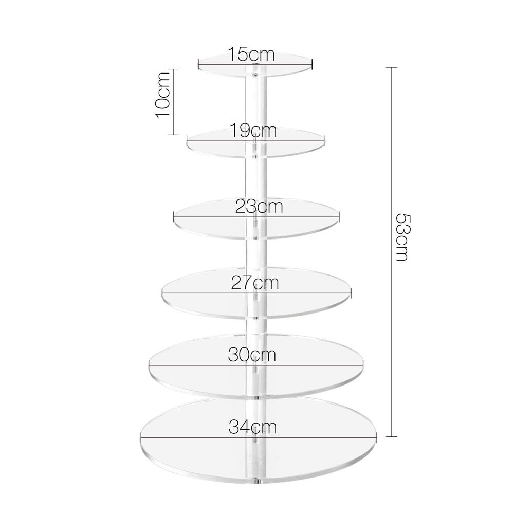 6 Tier Clear Acrylic Cake Stand 53CM