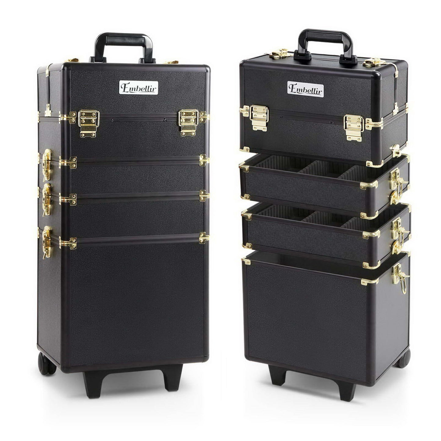 7 in 1 Make Up Cosmetic Beauty Case – Black & Gold