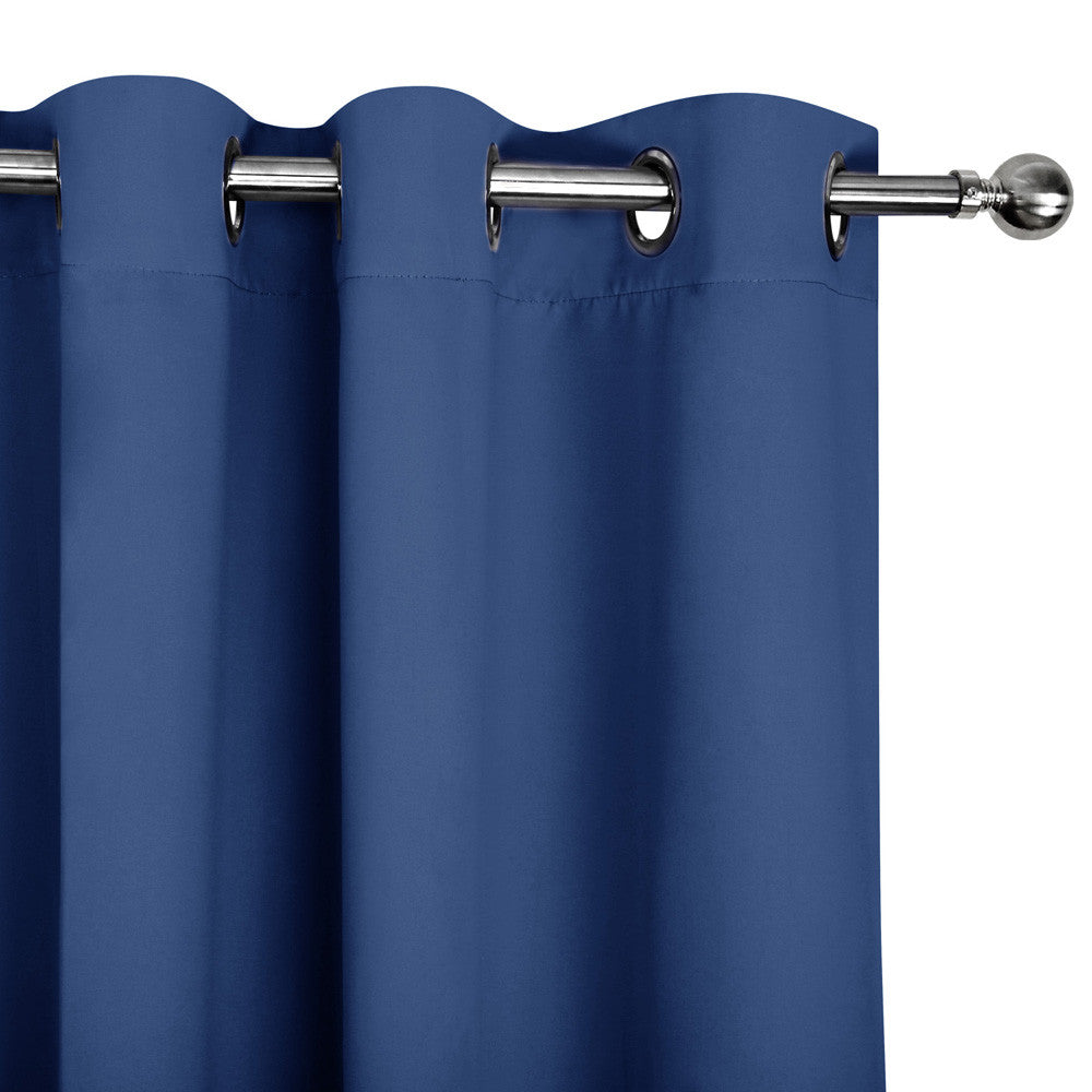 Set of 2 ArtQueen 3 Pass Eyelet Blockout Curtain Navy 140cm