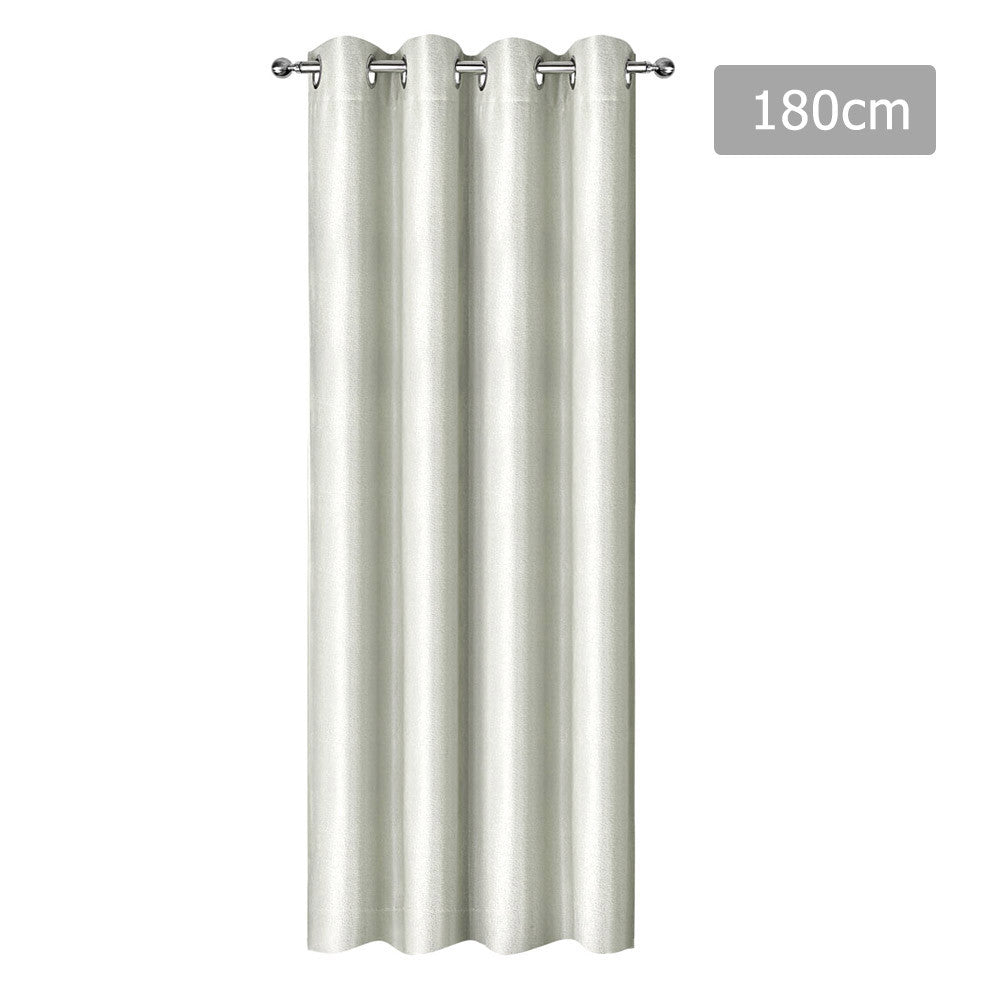 Single ArtQueen 3 Pass Eyelet Blockout Curtain Ecru 180cm - 310GSM