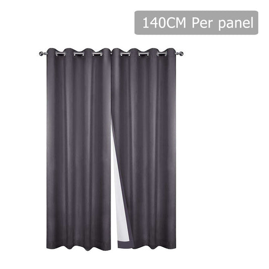 Set of 2 140CM Blockout Eyelet Curtain – Grey