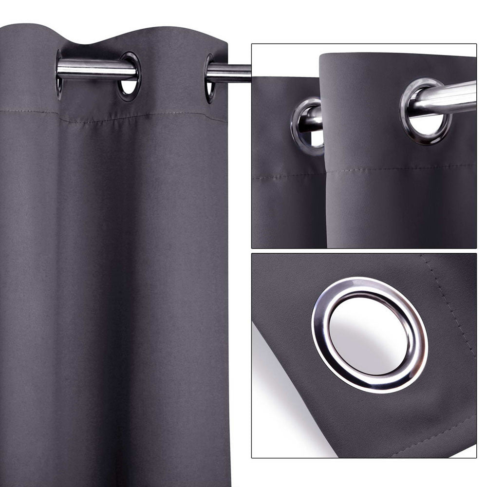 Set of 2 140CM Blockout Eyelet Curtain – Grey