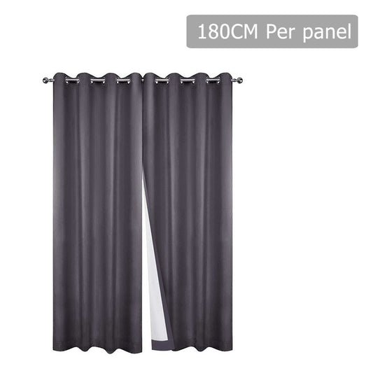 Set of 2 180CM Blockout Eyelet Curtain – Grey