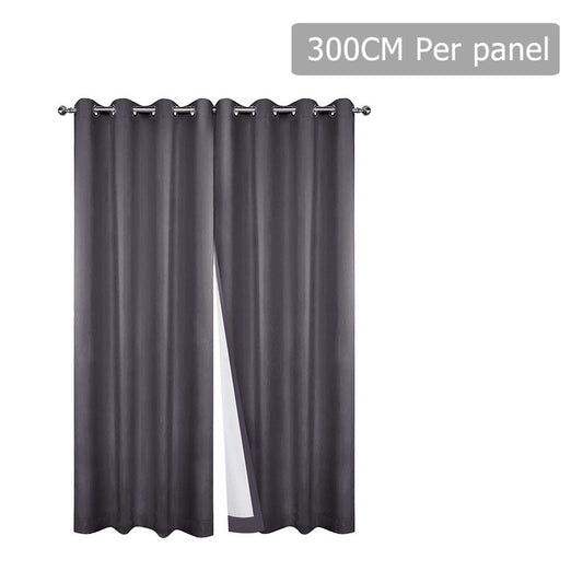 Set of 2 300CM Blockout Eyelet Curtain – Grey