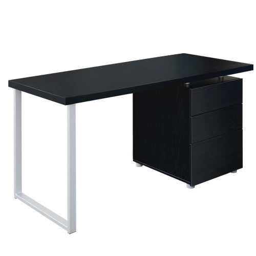 Office Study Computer Desk w/ 3 Drawer Cabinet Black