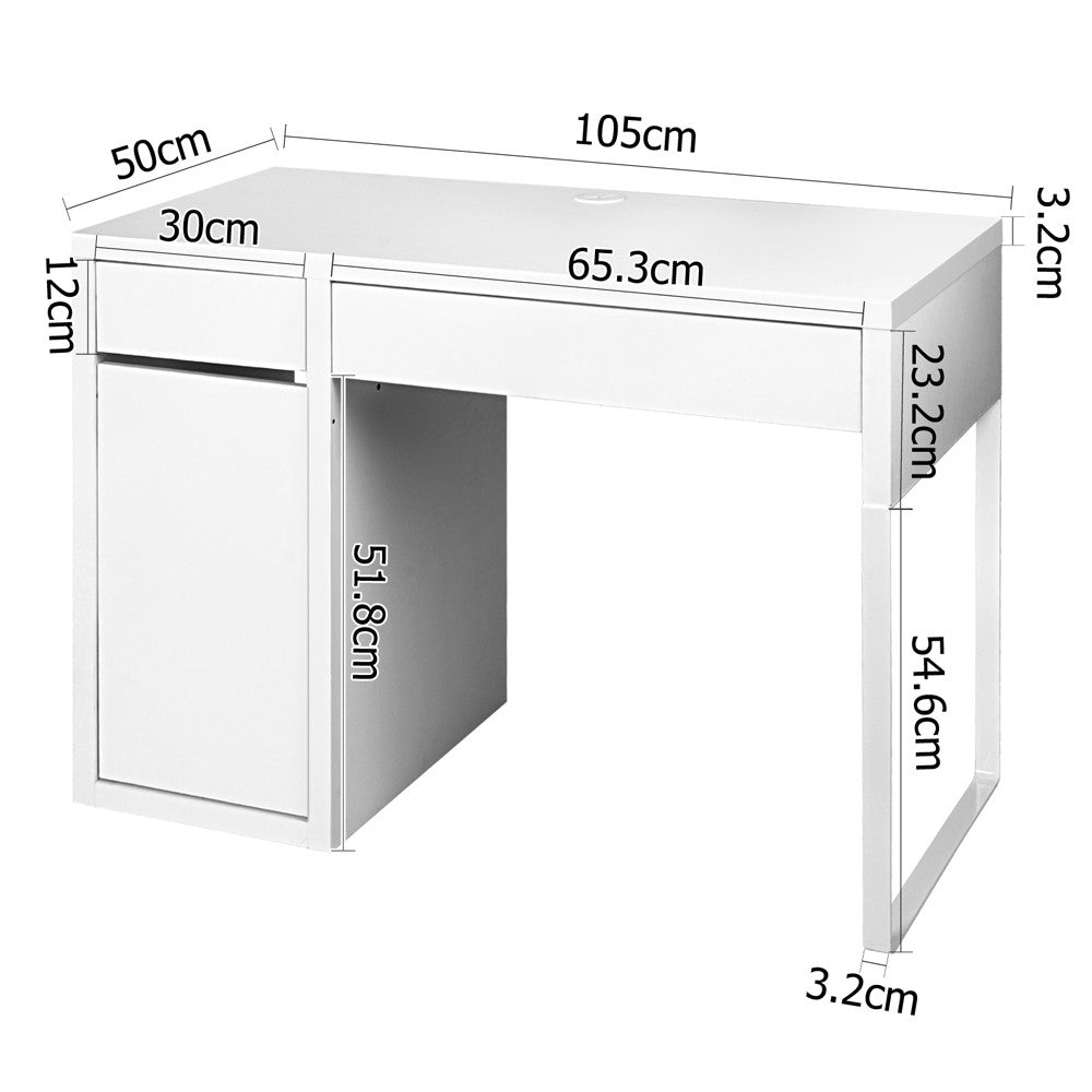 Office Study Computer Desk Cabinet White