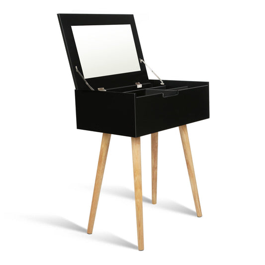 Dressing Table with Foldaway Mirror- Black