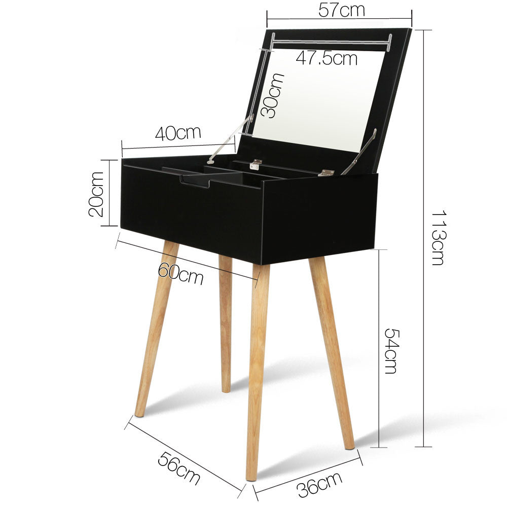 Dressing Table with Foldaway Mirror- Black