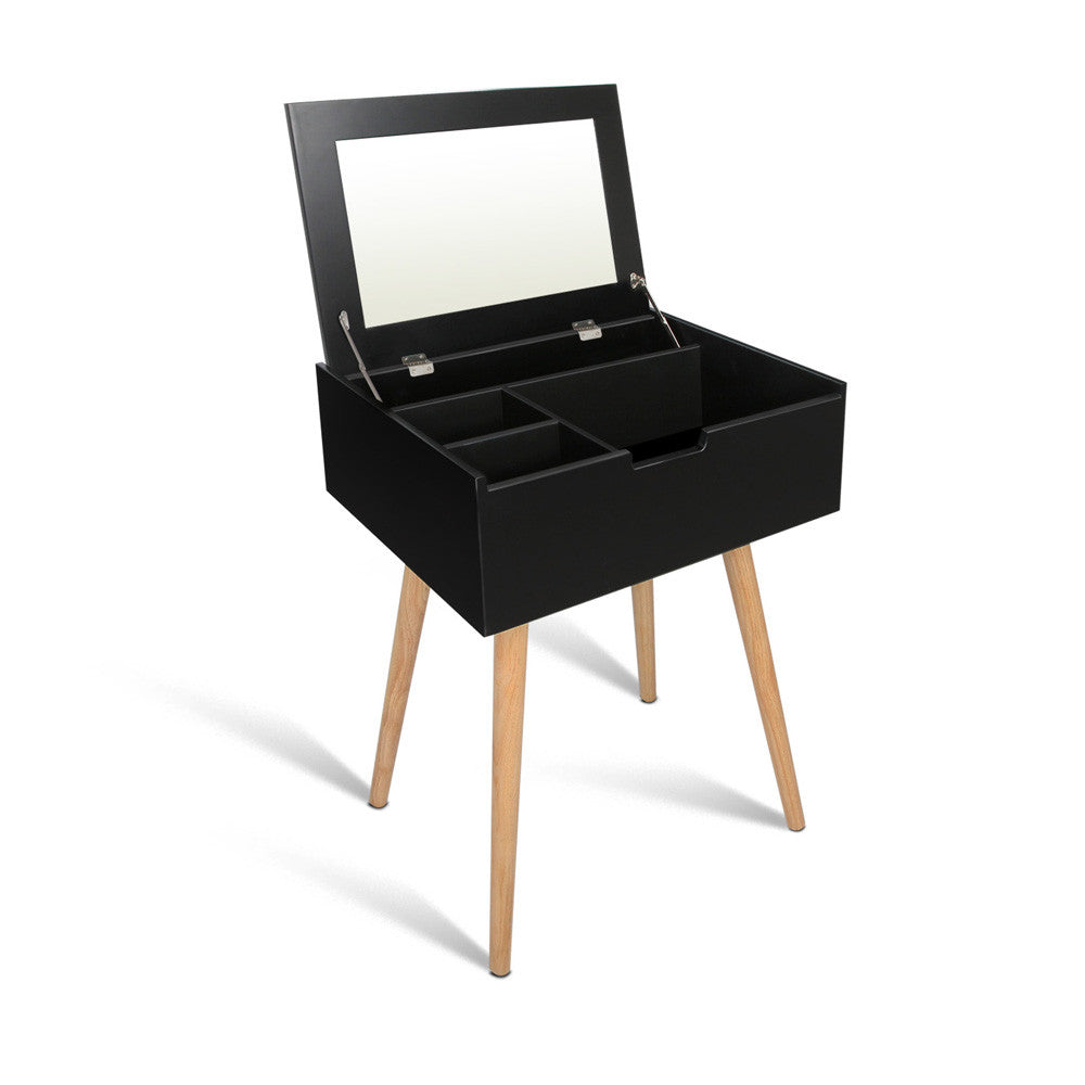 Dressing Table with Foldaway Mirror- Black