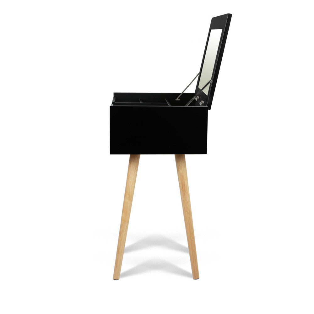 Dressing Table with Foldaway Mirror- Black