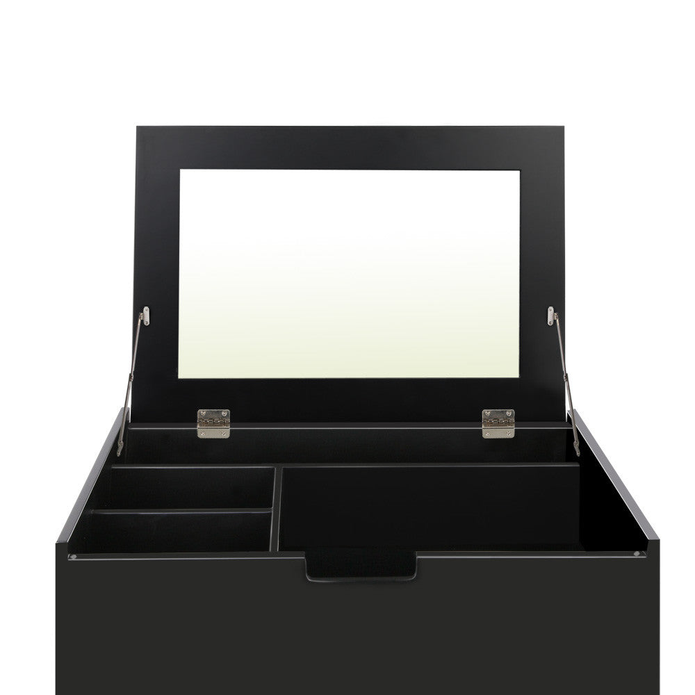 Dressing Table with Foldaway Mirror- Black