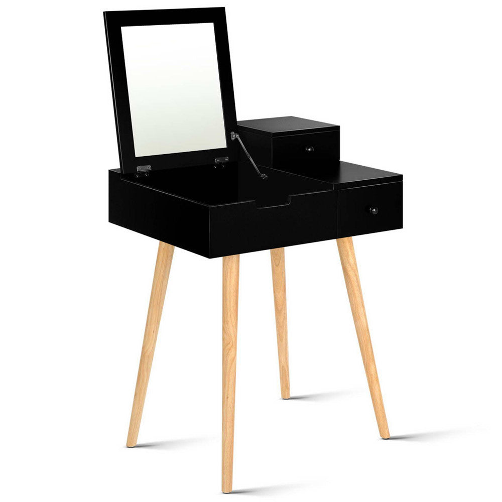 Dressing Table with Foldaway Mirror- Black