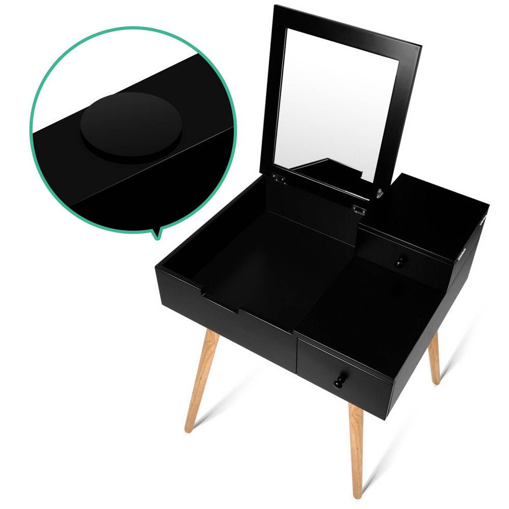 Dressing Table with Foldaway Mirror- Black