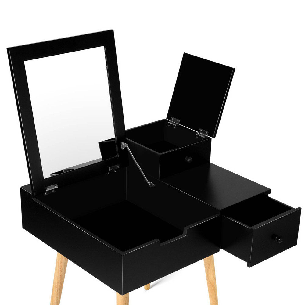 Dressing Table with Foldaway Mirror- Black