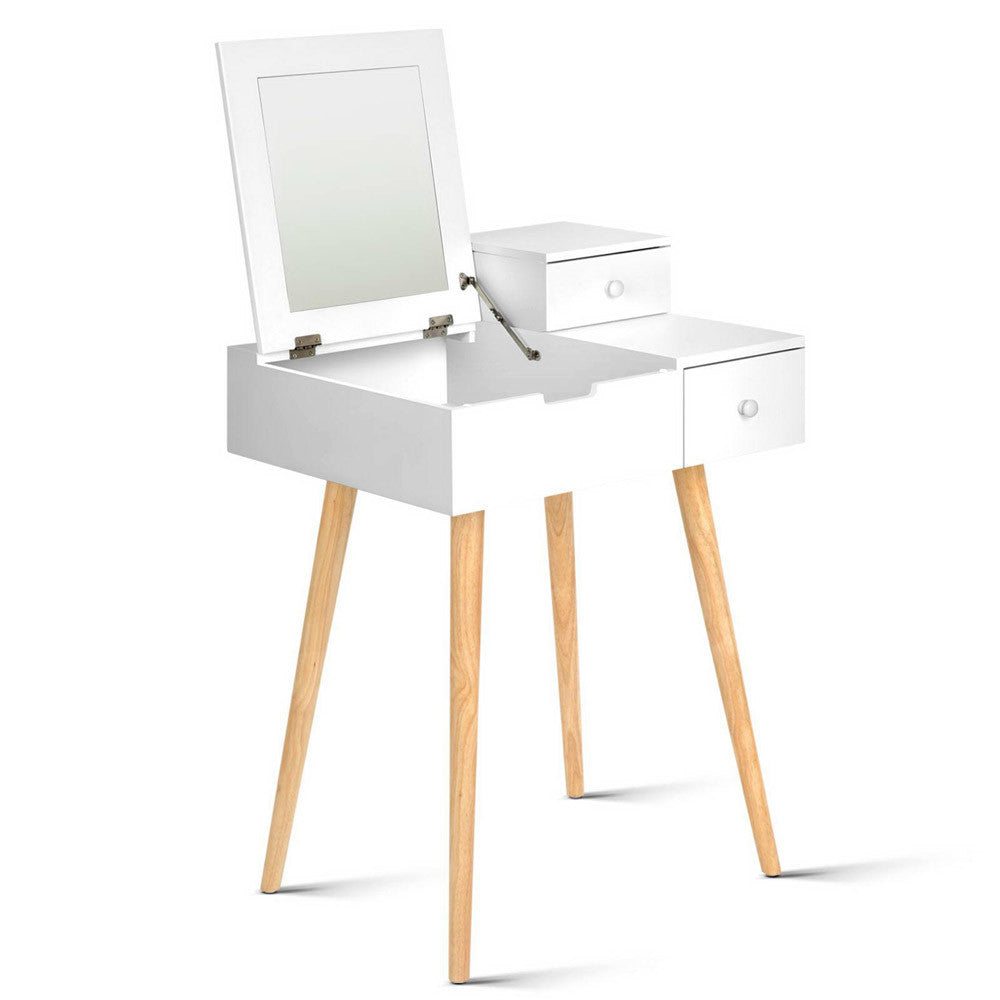 Dressing Table with Foldaway Mirror- White